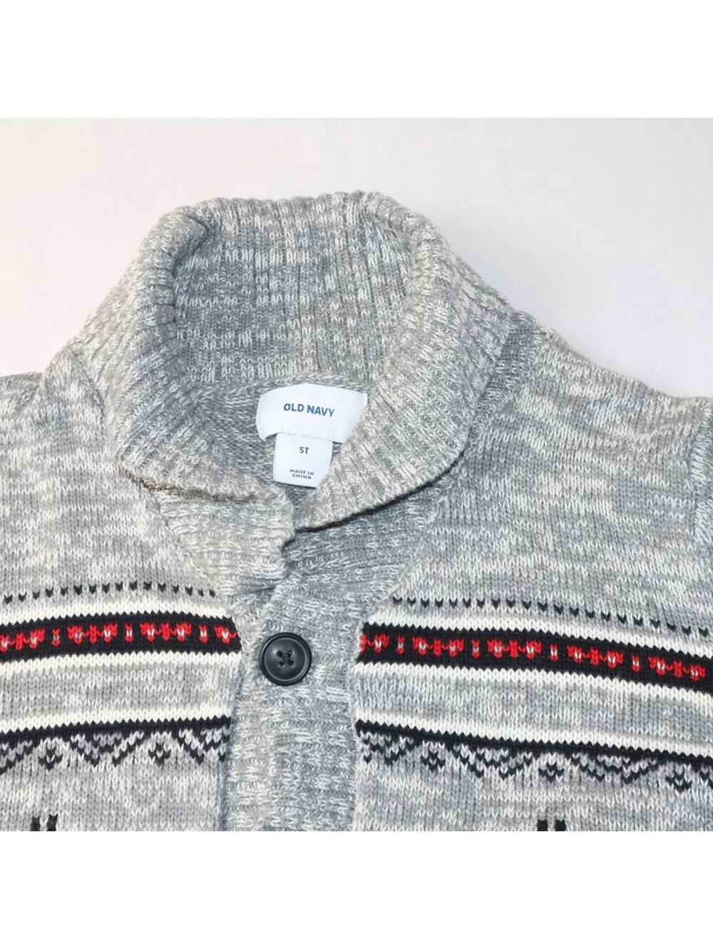Old Navy Boys Cardigan Sweater Llama Pattern 5T Gray